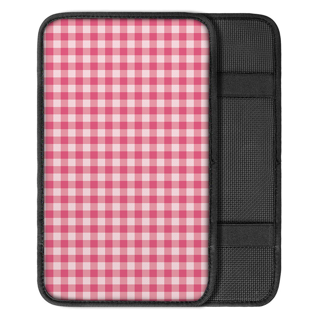 Pink Check Pattern Print Car Center Console Cover