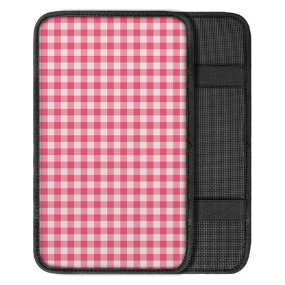 Pink Check Pattern Print Car Center Console Cover