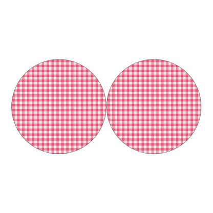 Pink Check Pattern Print Car Coasters