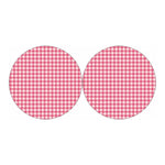 Pink Check Pattern Print Car Coasters