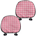 Pink Check Pattern Print Car Headrest Covers