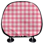 Pink Check Pattern Print Car Headrest Covers