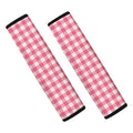Pink Check Pattern Print Car Seat Belt Covers