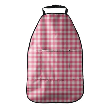 Pink Check Pattern Print Car Seat Organizers