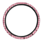 Pink Check Pattern Print Car Steering Wheel Cover