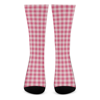 Pink Check Pattern Print Crew Socks