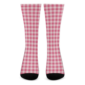 Pink Check Pattern Print Crew Socks