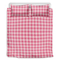 Pink Check Pattern Print Duvet Cover Bedding Set