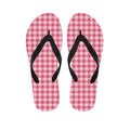 Pink Check Pattern Print Flip Flops