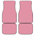 Pink Check Pattern Print Front and Back Car Floor Mats