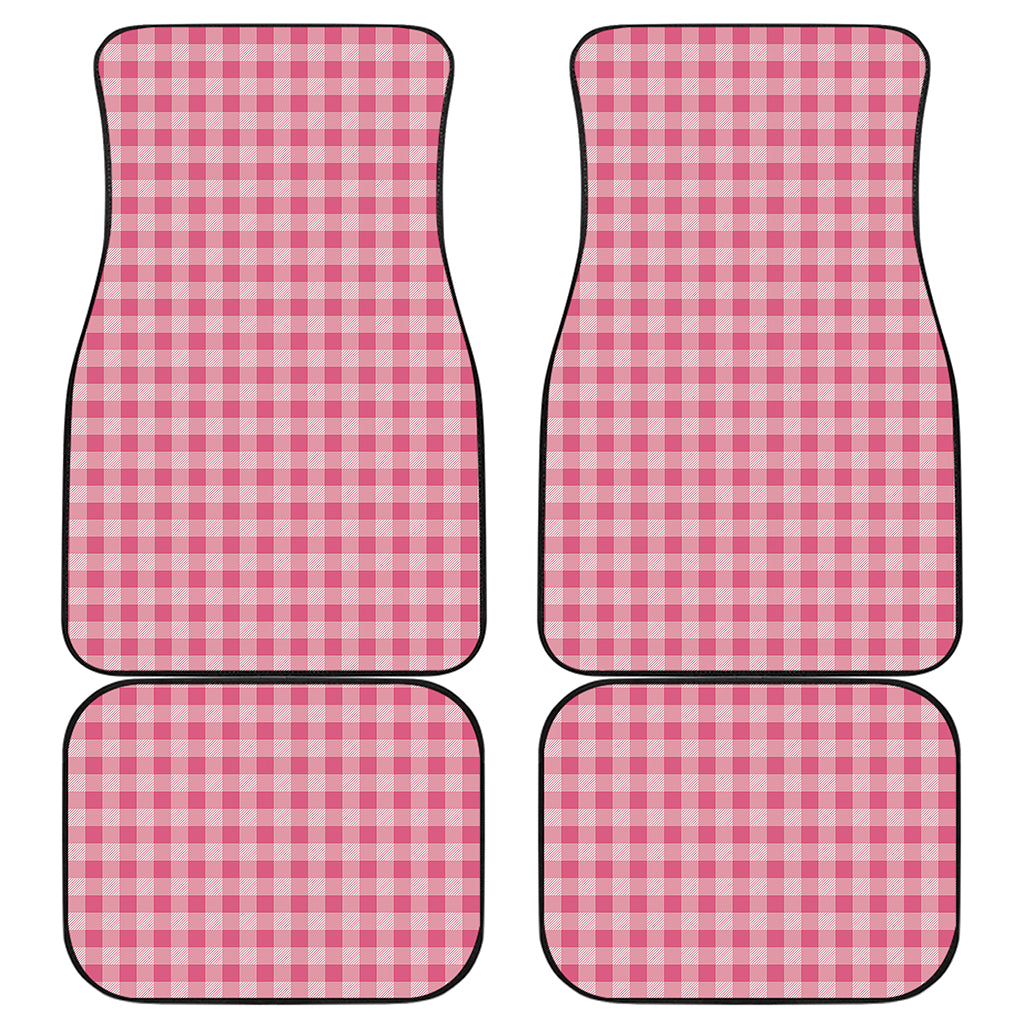 Pink Check Pattern Print Front and Back Car Floor Mats