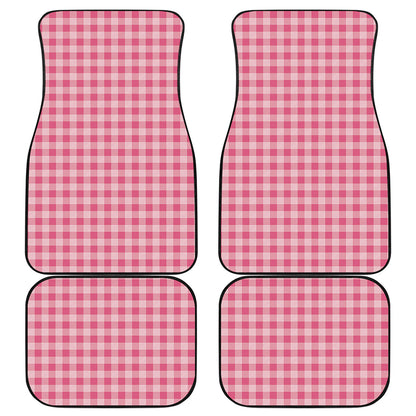 Pink Check Pattern Print Front and Back Car Floor Mats