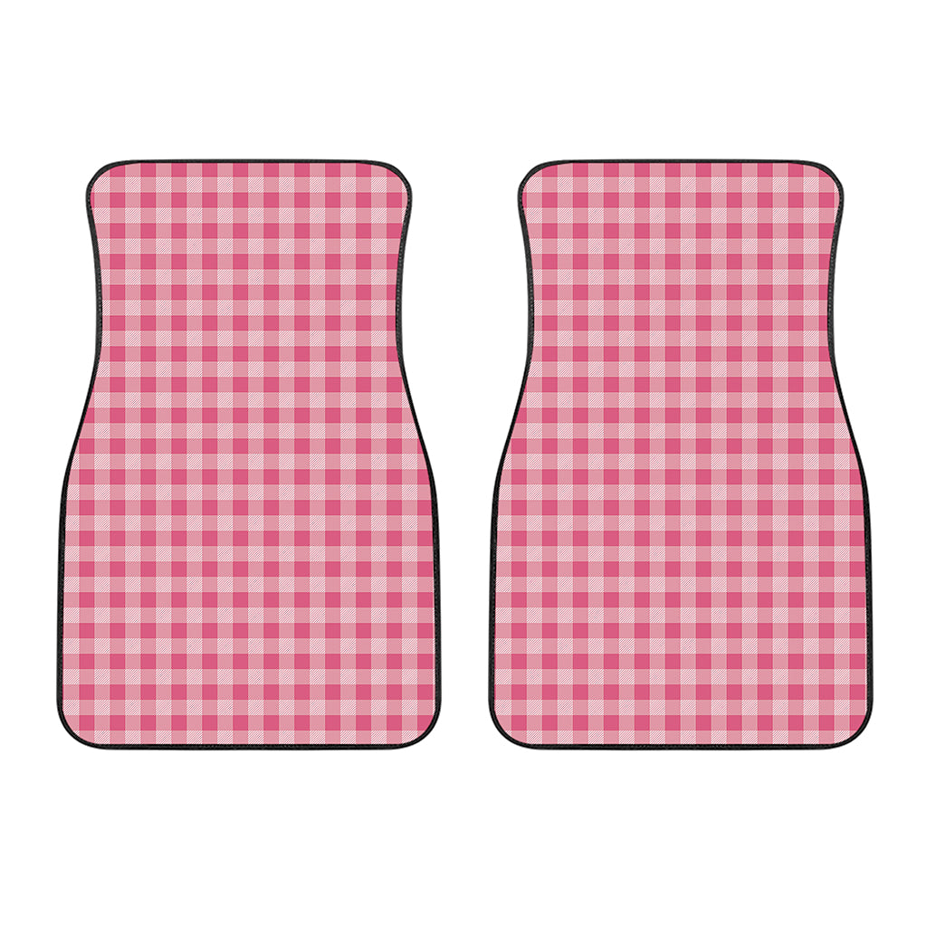 Pink Check Pattern Print Front Car Floor Mats