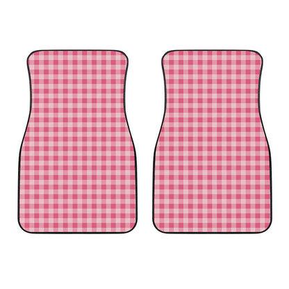 Pink Check Pattern Print Front Car Floor Mats