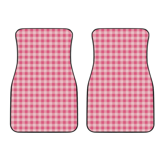 Pink Check Pattern Print Front Car Floor Mats