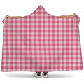 Pink Check Pattern Print Hooded Blanket