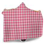 Pink Check Pattern Print Hooded Blanket