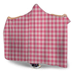 Pink Check Pattern Print Hooded Blanket