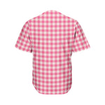 Pink Check Pattern Print Men's Baseball Jersey