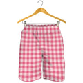 Pink Check Pattern Print Men's Shorts