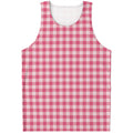 Pink Check Pattern Print Men's Tank Top