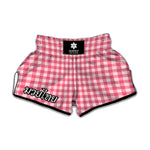 Pink Check Pattern Print Muay Thai Boxing Shorts