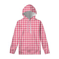 Pink Check Pattern Print Pullover Hoodie