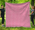 Pink Check Pattern Print Quilt