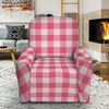 Pink Check Pattern Print Recliner Slipcover