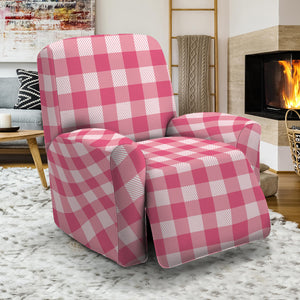 Pink Check Pattern Print Recliner Slipcover