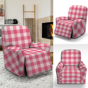 Pink Check Pattern Print Recliner Slipcover