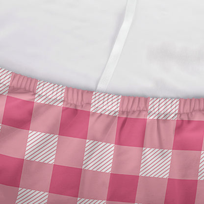 Pink Check Pattern Print Sofa Cover