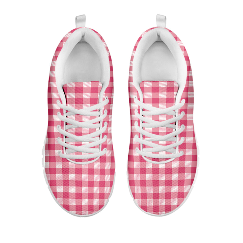 Pink Check Pattern Print White Sneakers