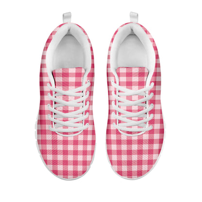 Pink Check Pattern Print White Sneakers