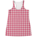 Pink Check Pattern Print Women's Racerback Tank Top