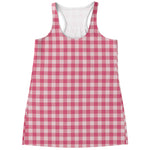 Pink Check Pattern Print Women's Racerback Tank Top