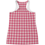 Pink Check Pattern Print Women's Racerback Tank Top