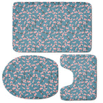 Pink Cherry Blossom Pattern Print 3 Piece Bath Mat Set