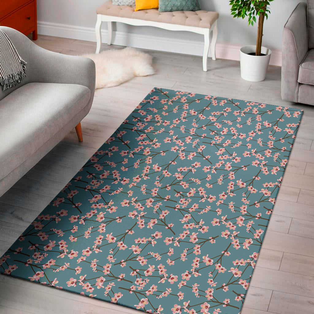 Pink Cherry Blossom Pattern Print Area Rug