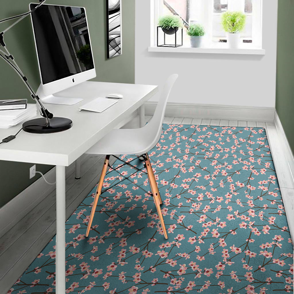 Pink Cherry Blossom Pattern Print Area Rug