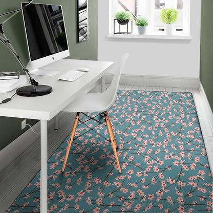 Pink Cherry Blossom Pattern Print Area Rug