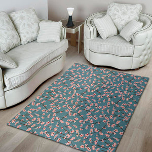 Pink Cherry Blossom Pattern Print Area Rug