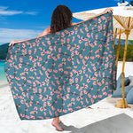 Pink Cherry Blossom Pattern Print Beach Sarong Wrap