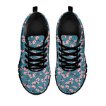 Pink Cherry Blossom Pattern Print Black Sneakers