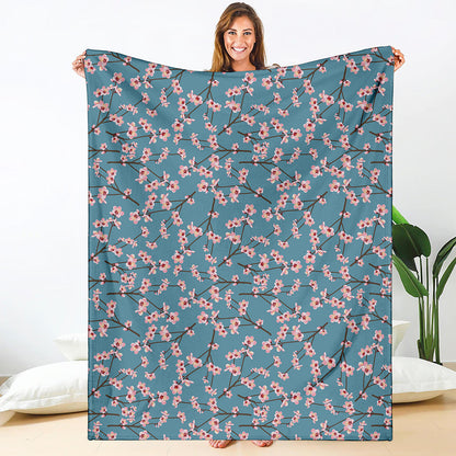Pink Cherry Blossom Pattern Print Blanket