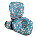 Pink Cherry Blossom Pattern Print Boxing Gloves