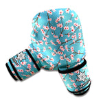 Pink Cherry Blossom Pattern Print Boxing Gloves