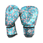 Pink Cherry Blossom Pattern Print Boxing Gloves