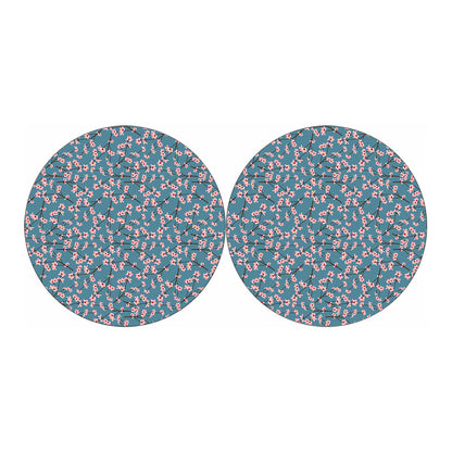 Pink Cherry Blossom Pattern Print Car Coasters