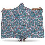 Pink Cherry Blossom Pattern Print Hooded Blanket